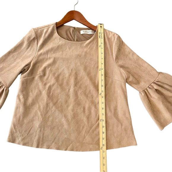 B.Original Faux Suede Bell Sleeve Top Boho Chic Camel Tan Size M - Picture 4 of 10